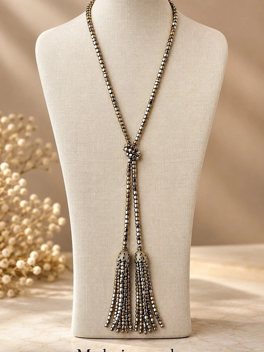 Cara NY Gold-Tone Beaded Tassel Lariat Necklace 210